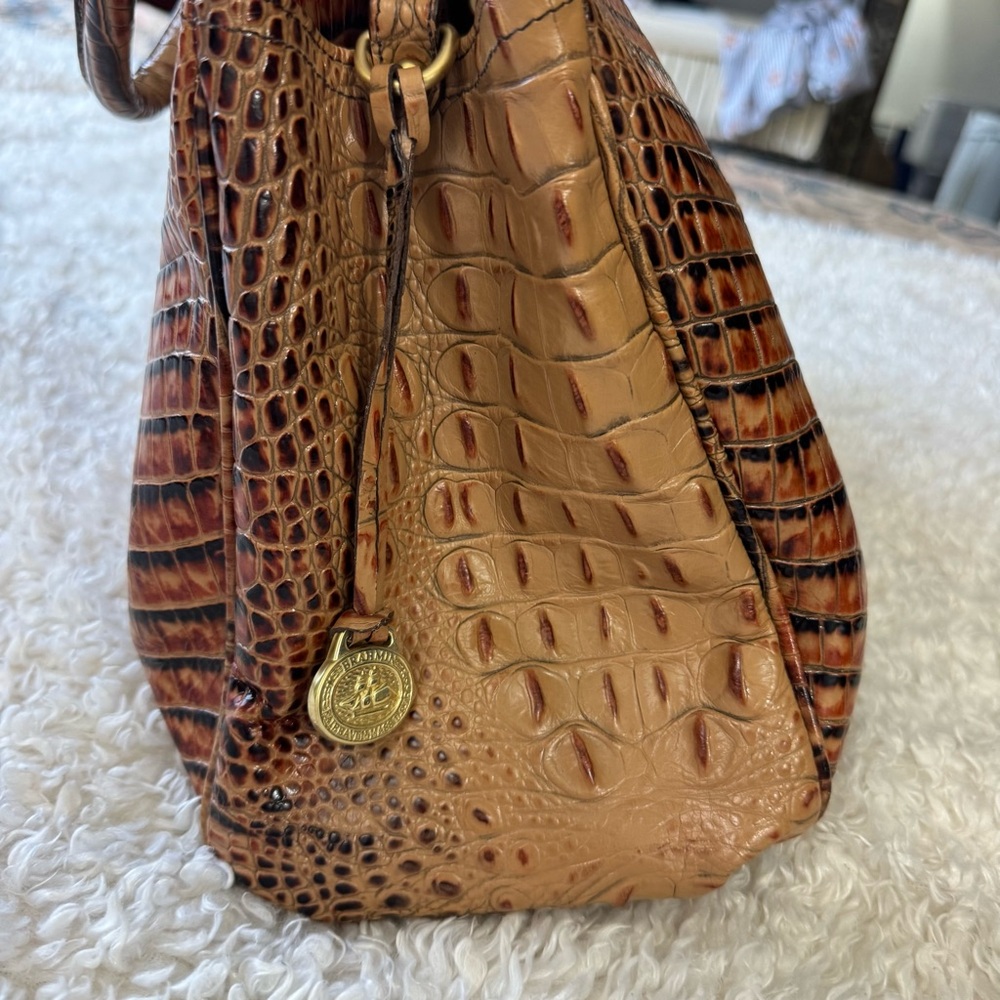 BRAHMIN Melbourne Elisa Toasted Croc Satchel Bag Purse & Wallet - Picture 4 of 16